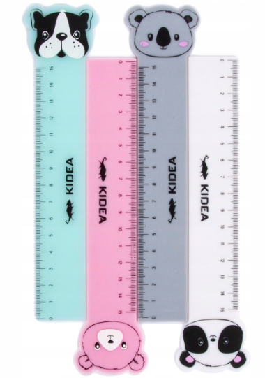 LINIJKA SZKOLNA Z FIGURKĄ ZWIERZĄTKA 15 cm KIDEA