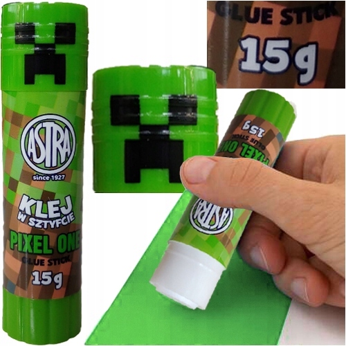 KLEJ SZKOLNY W SZTYFCIE MINECRAFT PIXEL ONE DLA CHŁOPCA 15G SLIME CREEPER